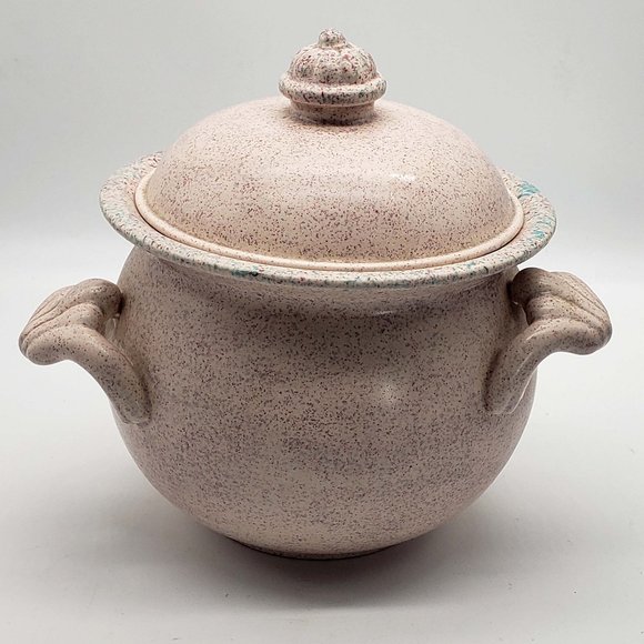 Rose Studio Art Pottery Mauve Agate Color Glazed Heavy Pot Dish w/ Lid. Measure - Picture 1 of 6